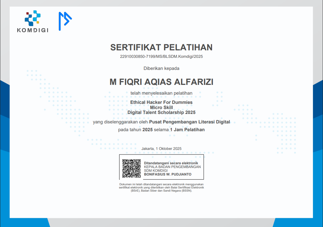 Ethical Hacker For Dummies Micro Skill Digital Talent Scholarship 2025