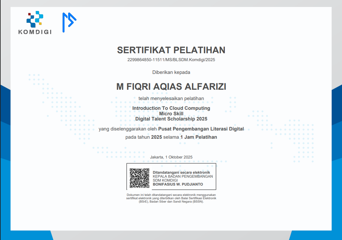 Introduction To Cloud Computing Micro Skill Digital Talent Scholarship 2025