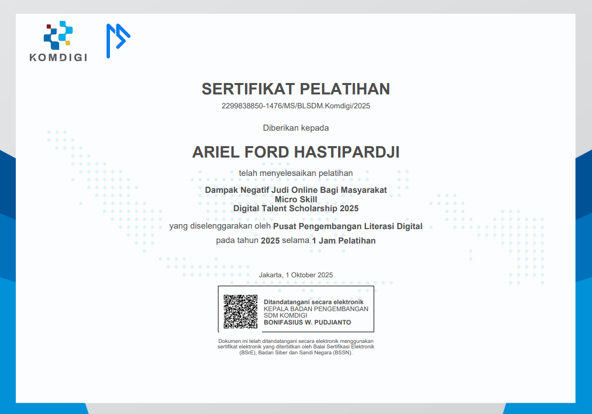 Sertfikat Pelatihan Komdigi