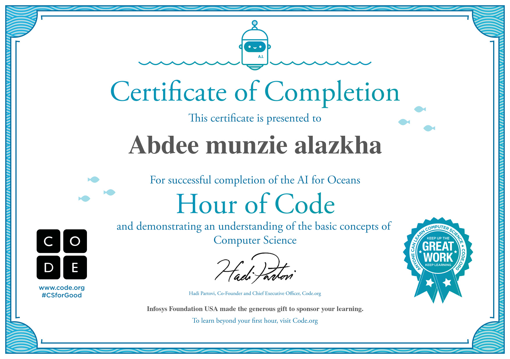sertifikat hour of code AI