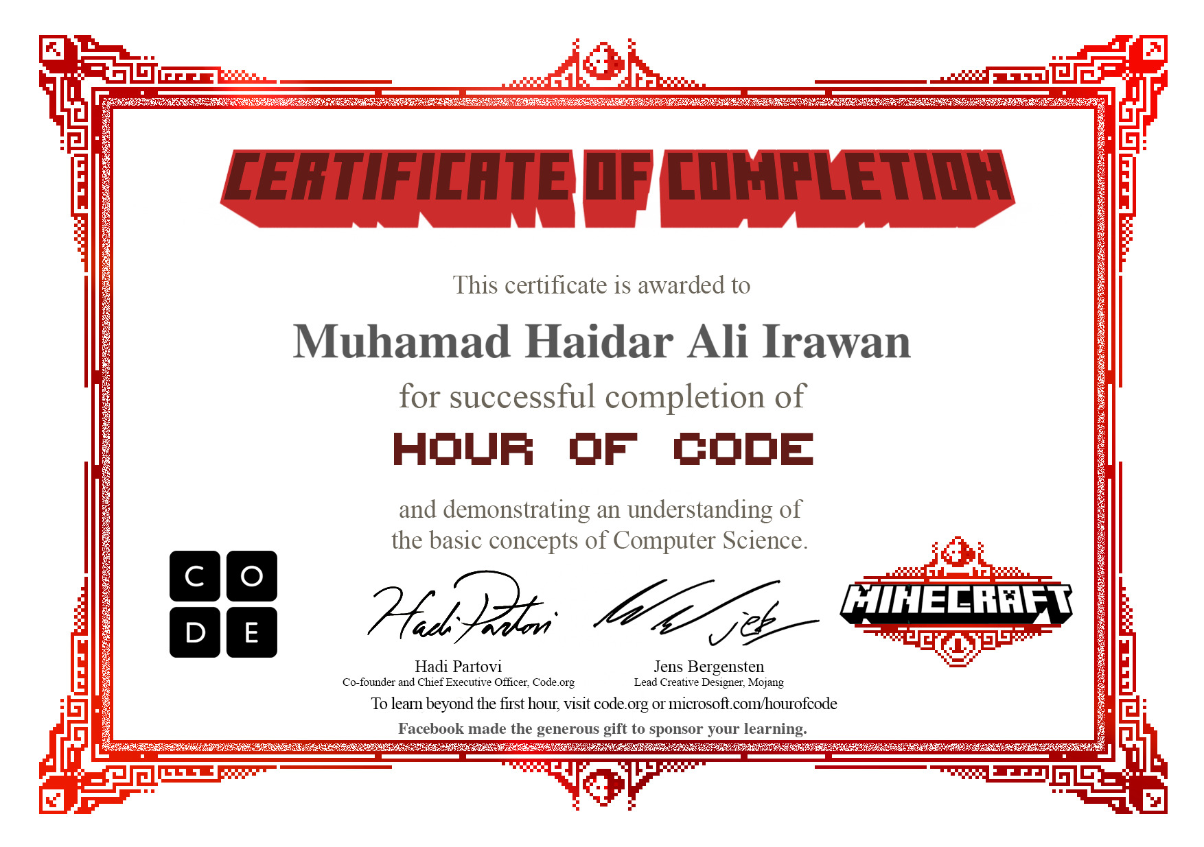 Sertifikat Hour Of Code