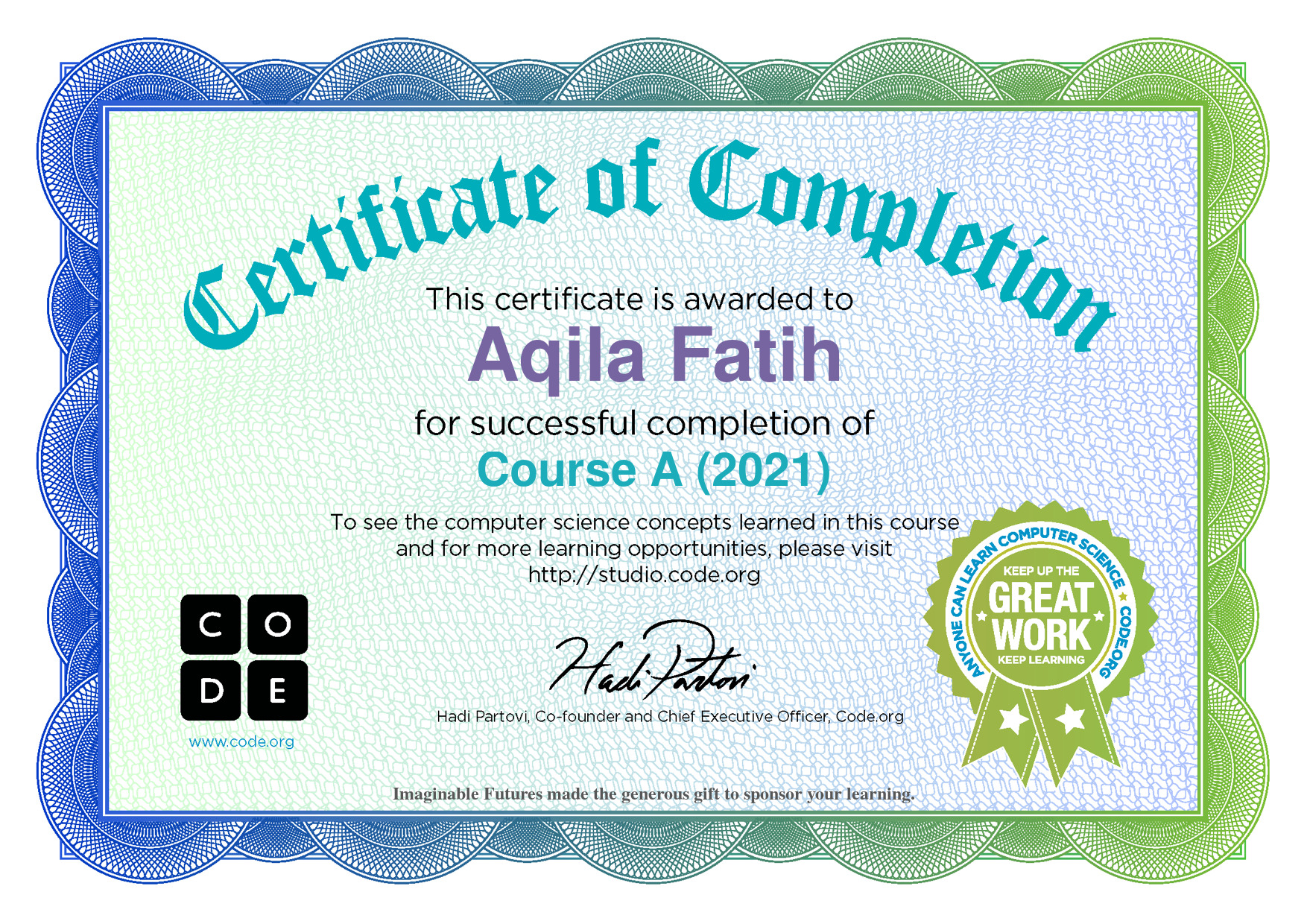 Sertifikat Course A