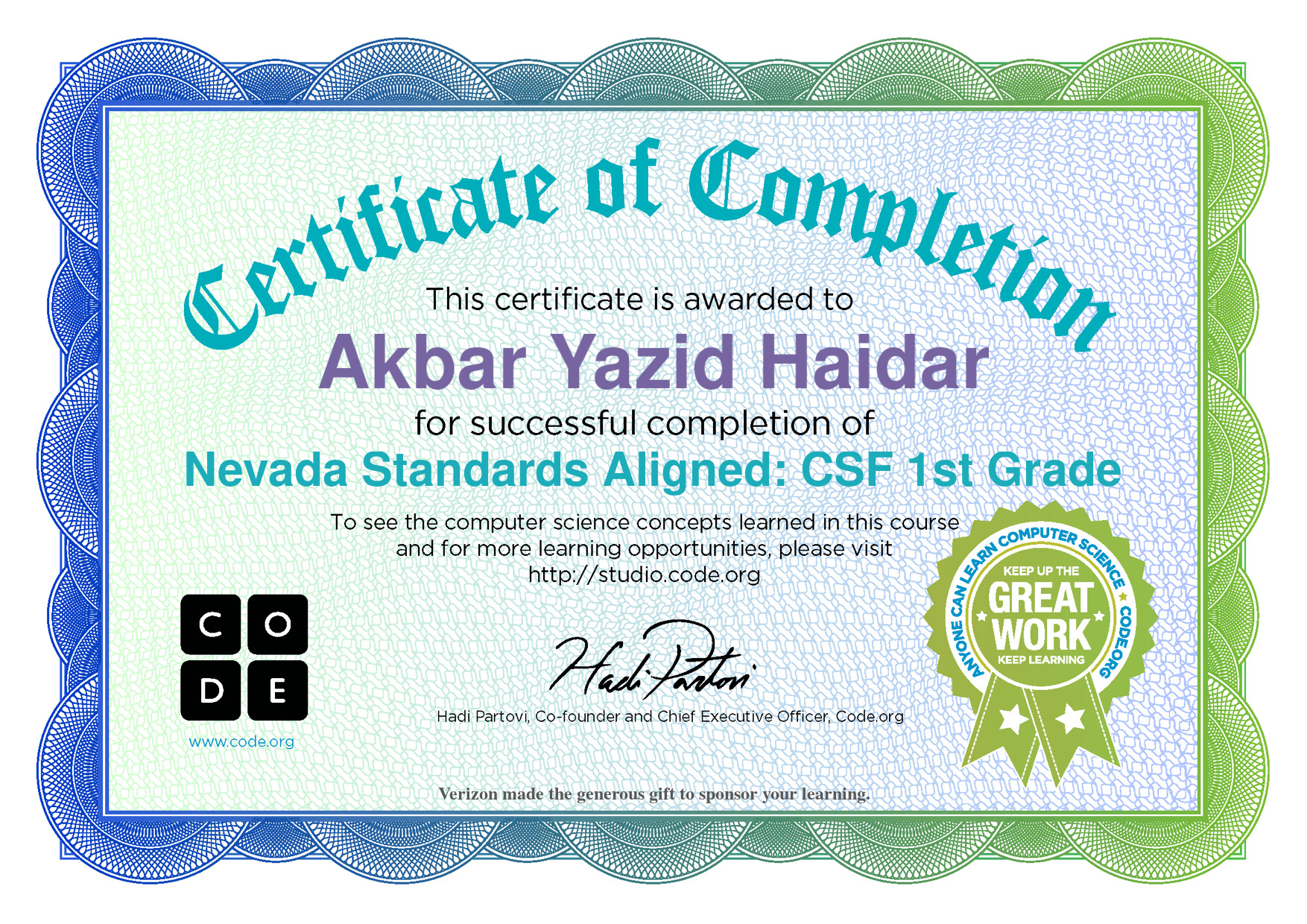 Nevada Standards Aligned: CFS 1st Grade