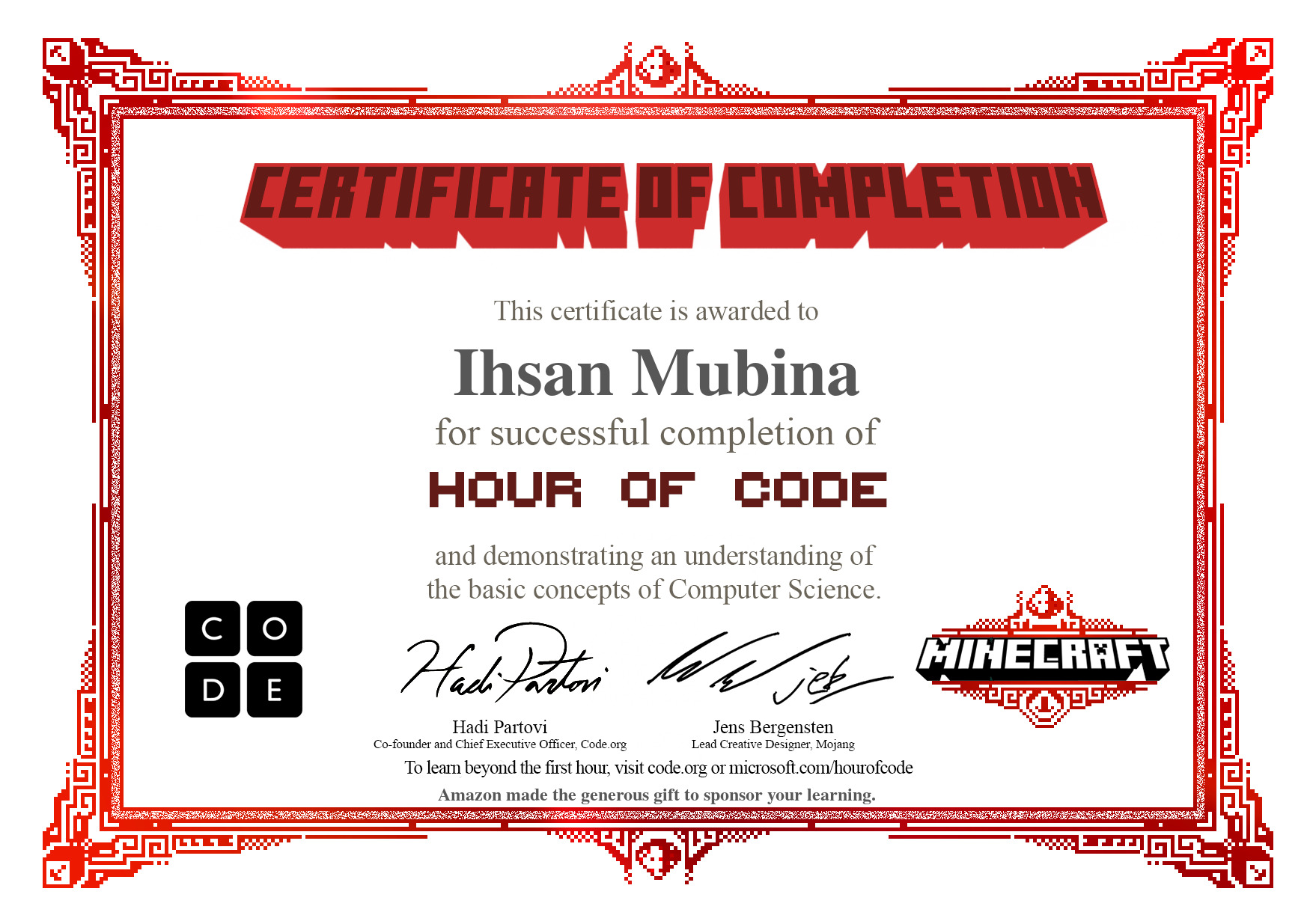 Hour Of code Minecraft