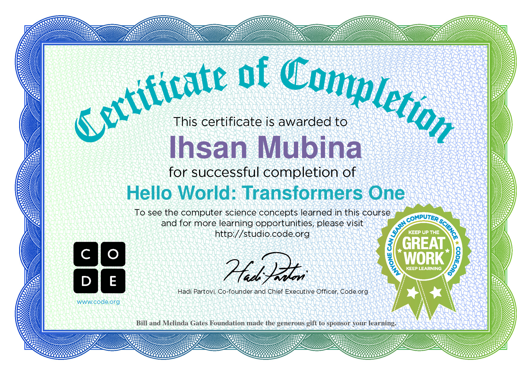 Hello World: Transformers One