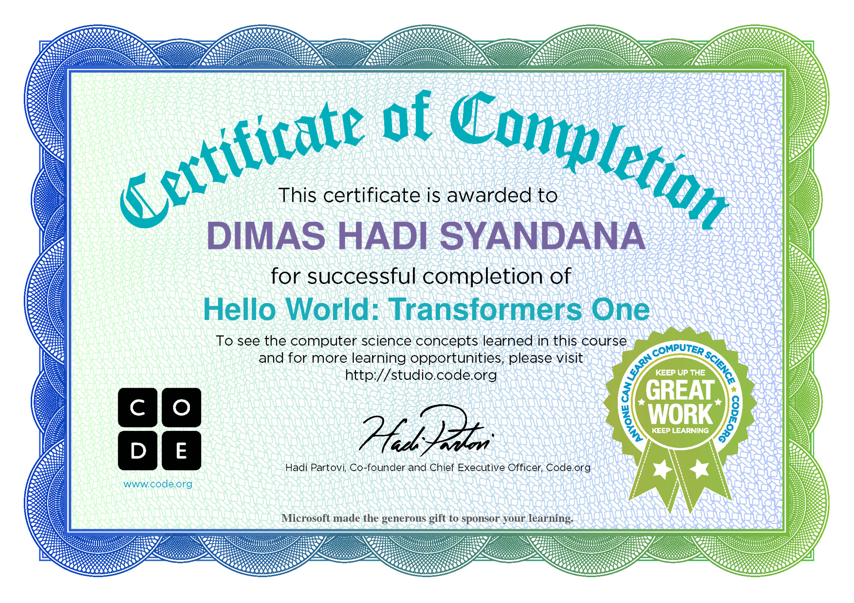 Code.org "Hello World"