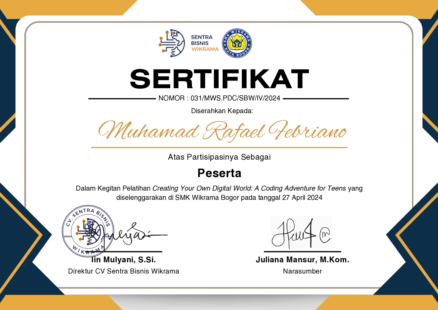 Pelatihan - Coding Adventure