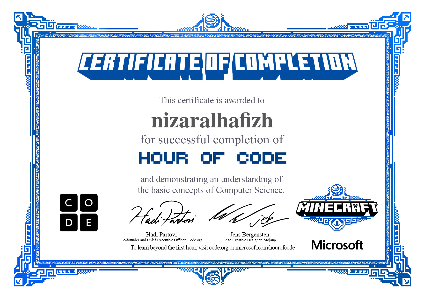 certifikat of completion
