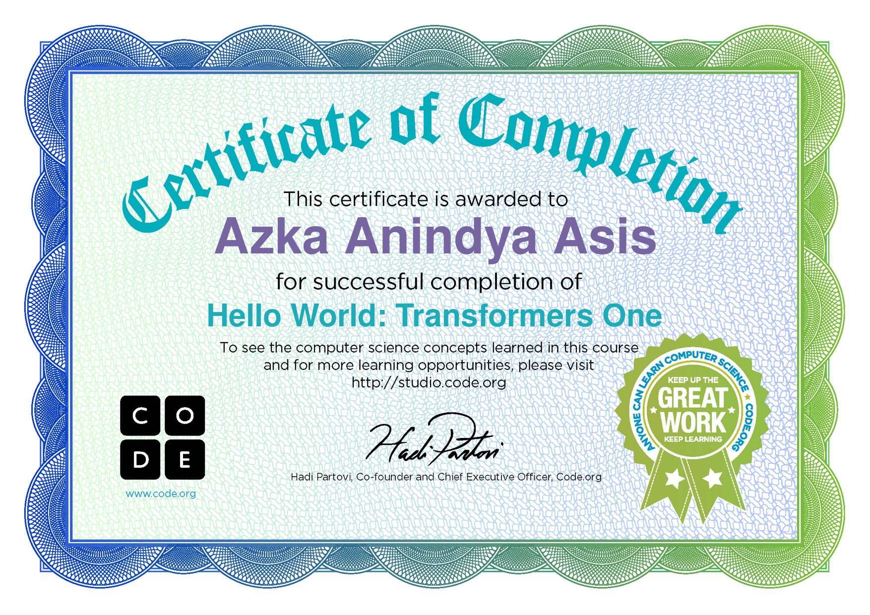 Hello World: Transformers One