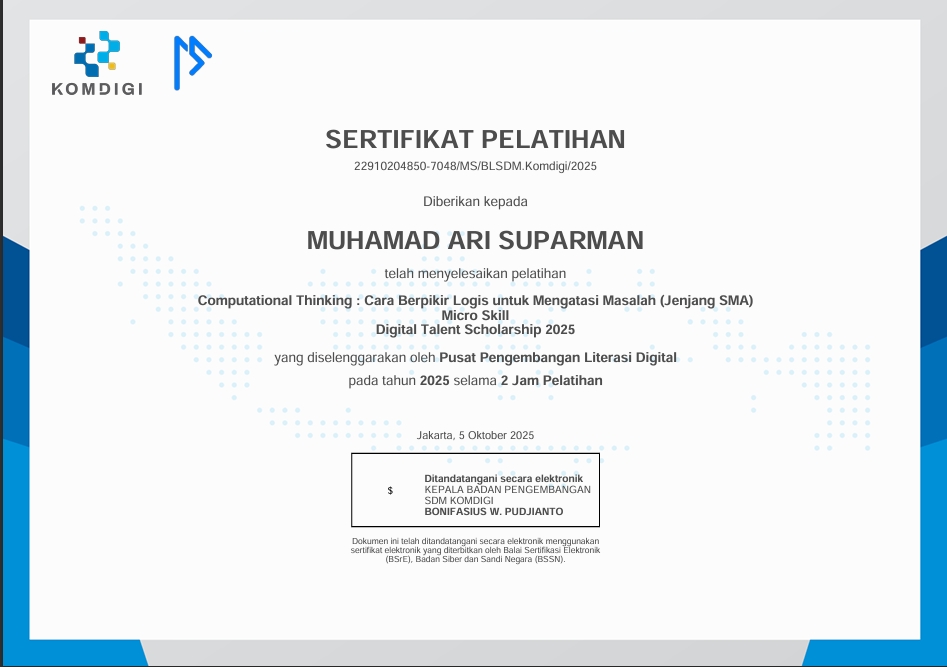 certifikat pelatihan