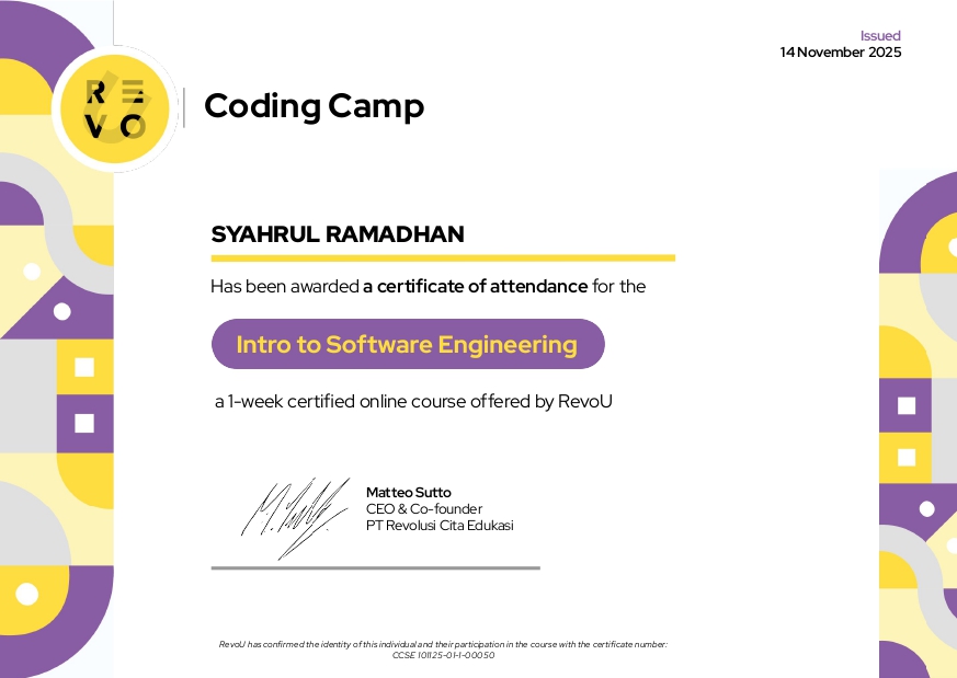 Sertifikat Software Engineering