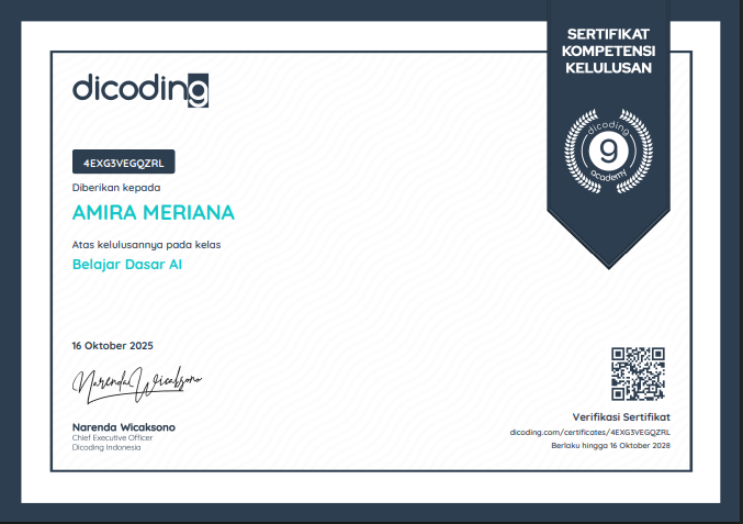 Sertifikat Kelulusan Kelas Introduction to Financial Literacy