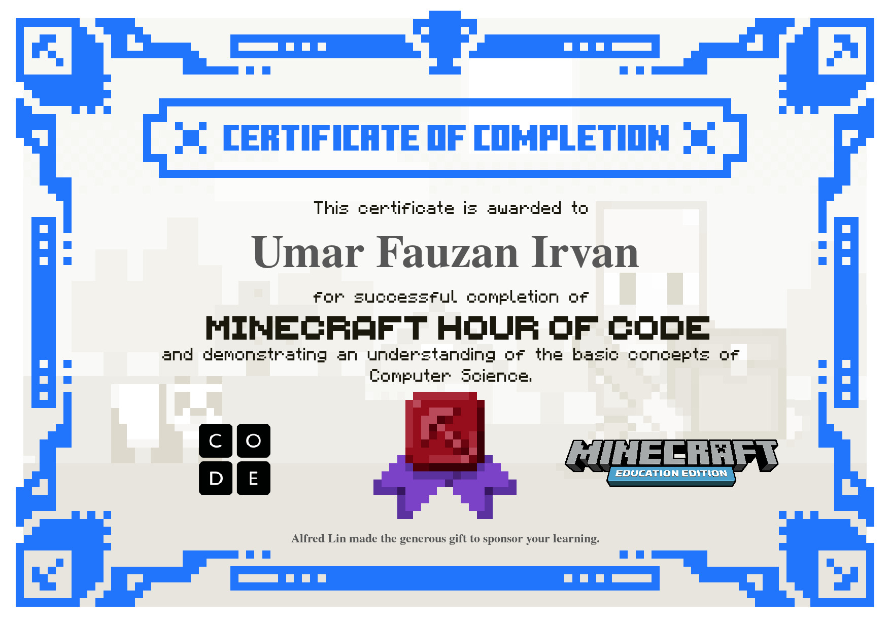 Sertifikat Minecraft