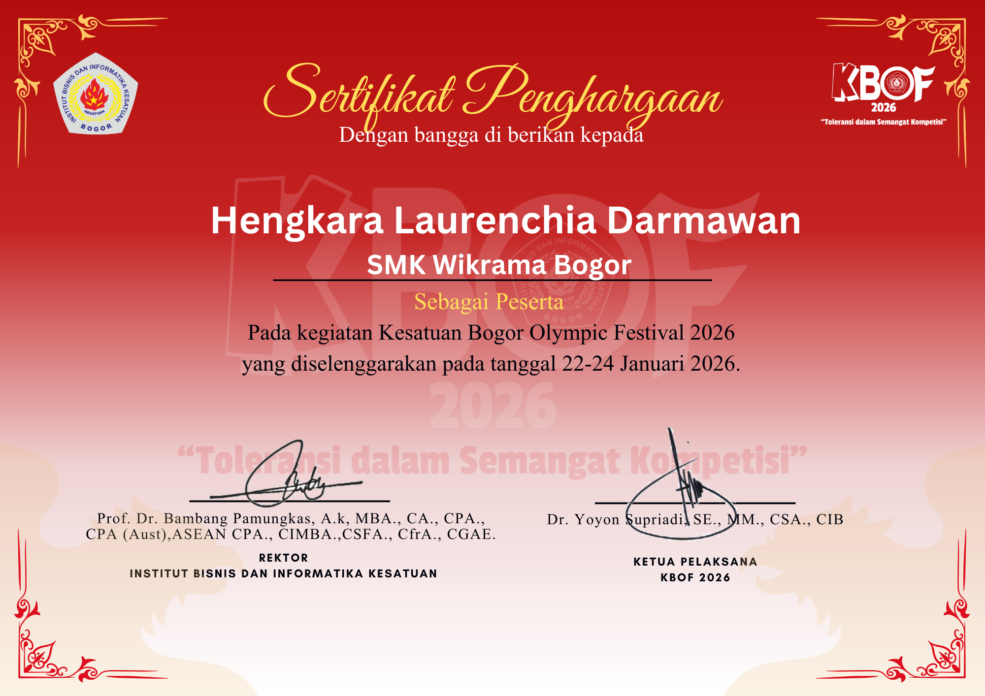 Peserta Kesatuan Bogor Olympic Festival 2026