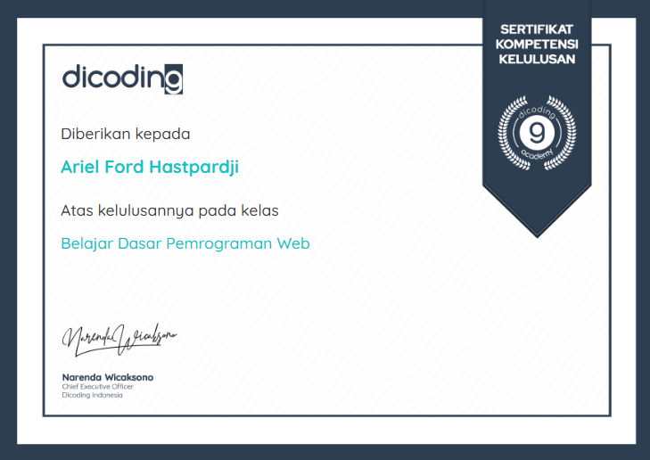 Sertifikat dicoding