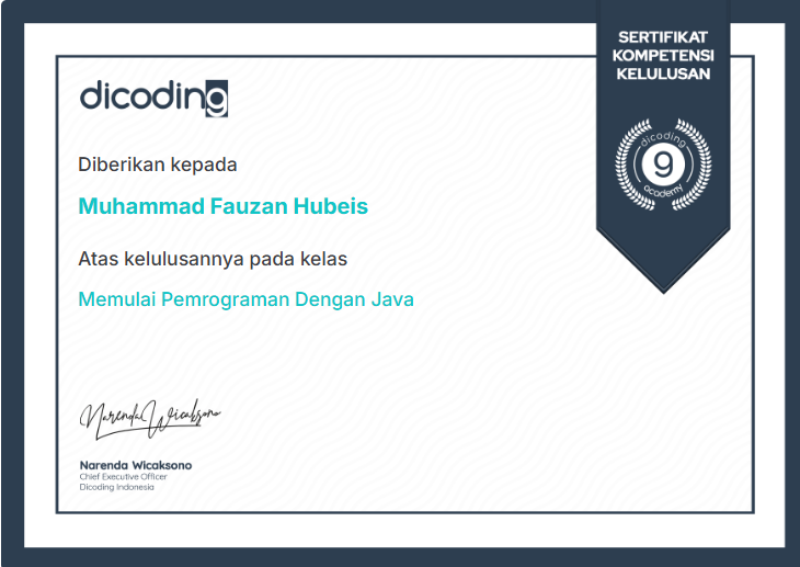 Dicoding | Memulai Program Dengan Java