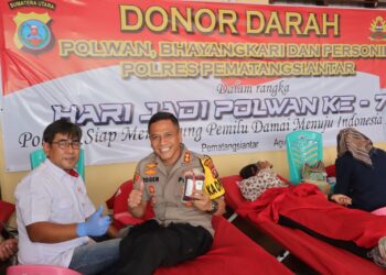 HUT Polwan Ke -75, Polres Pematang Siantar Sumbang 24 Kantong Darah