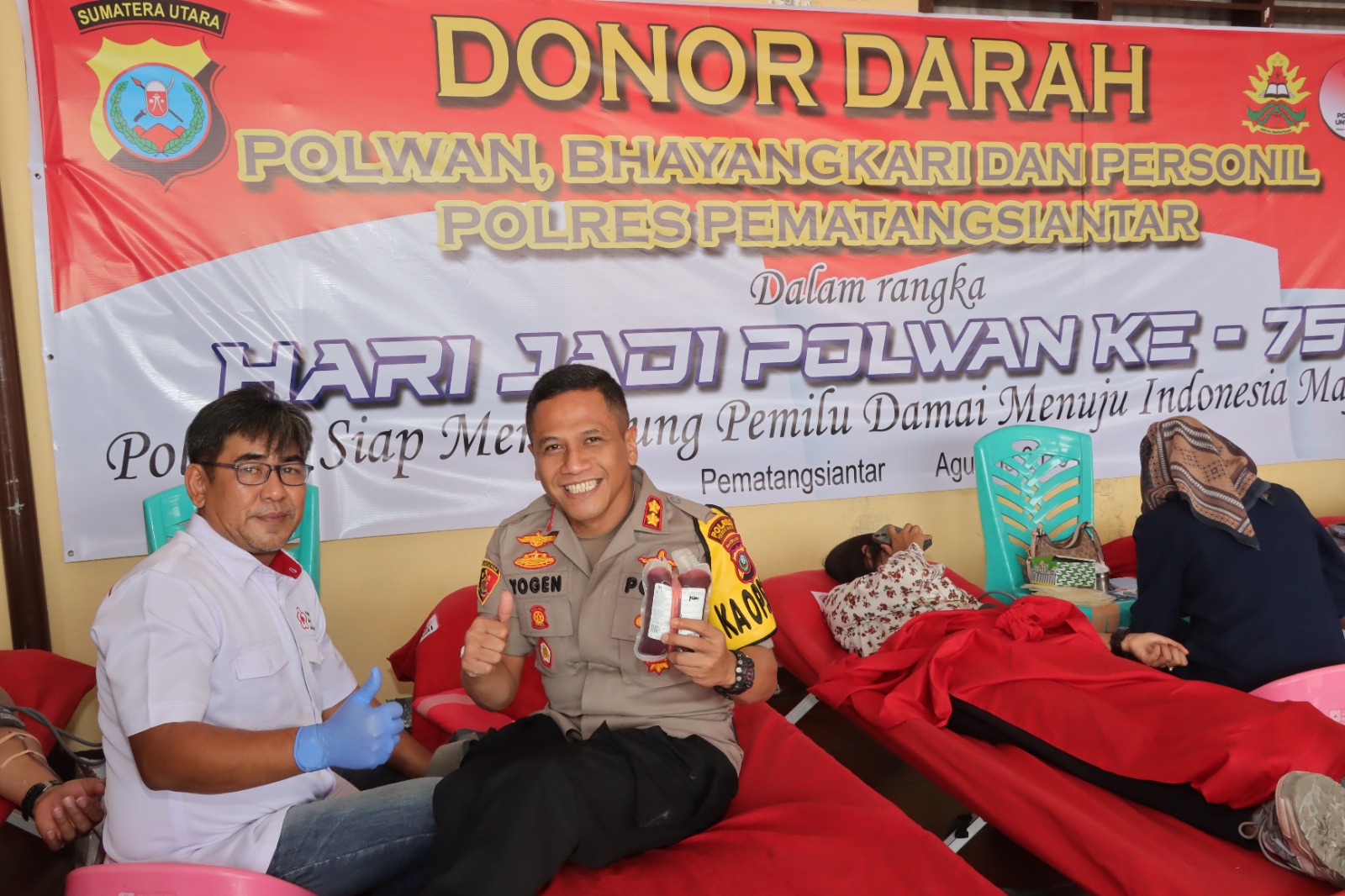 HUT Polwan Ke -75, Polres Pematang Siantar Sumbang 24 Kantong Darah