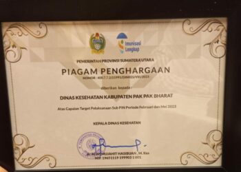 Dinkes Pakpak Bharat Raih Peringkat Pertama Terbaik Pelaksanaan Sub PIN Polio Tingkat Provinsi Sumut