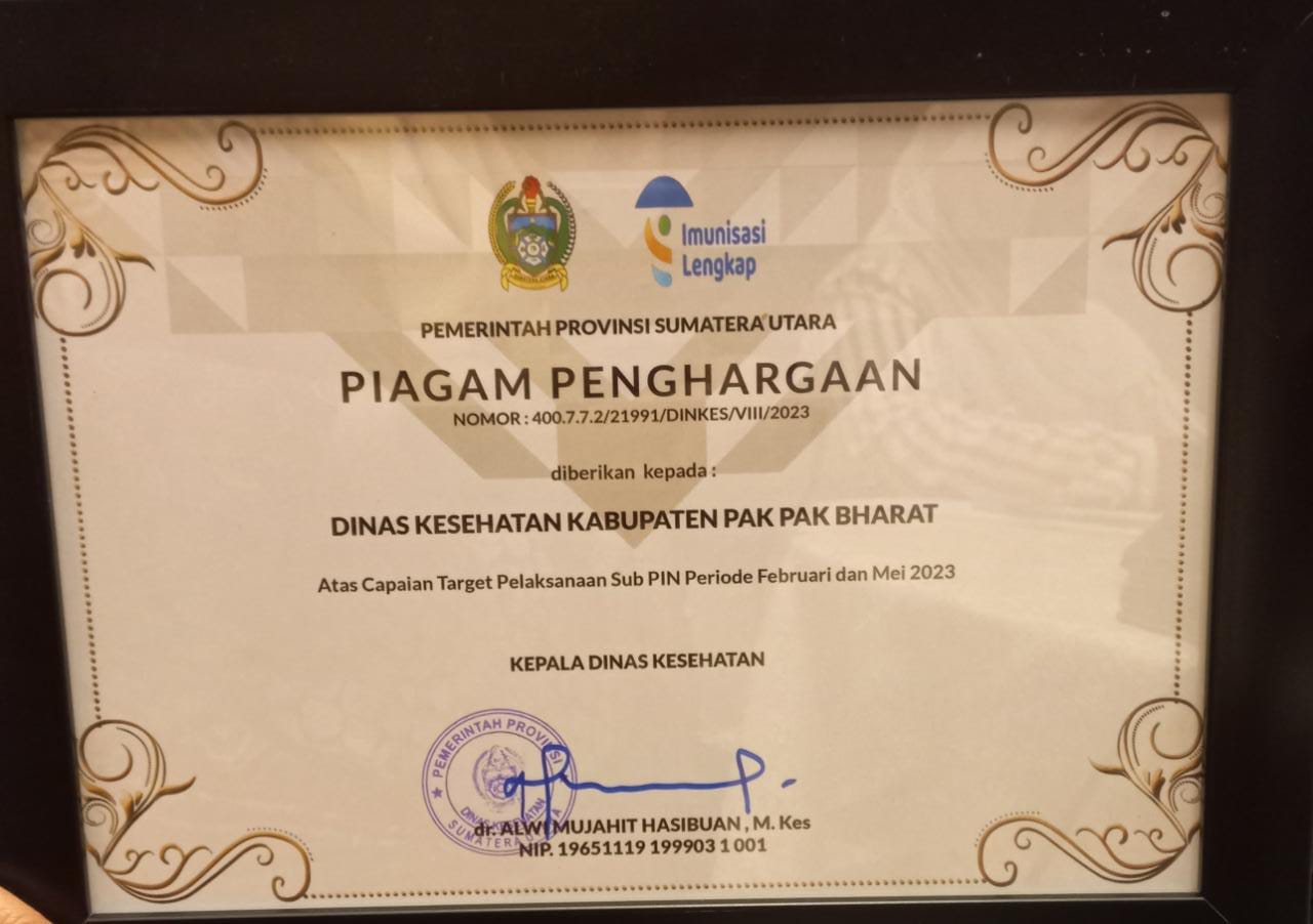 Dinkes Pakpak Bharat Raih Peringkat Pertama Terbaik Pelaksanaan Sub PIN Polio Tingkat Provinsi Sumut Dinkes Pakpak Bharat Raih Peringkat Pertama Terbaik Pelaksanaan Sub PIN Polio Tingkat Provinsi Sumut