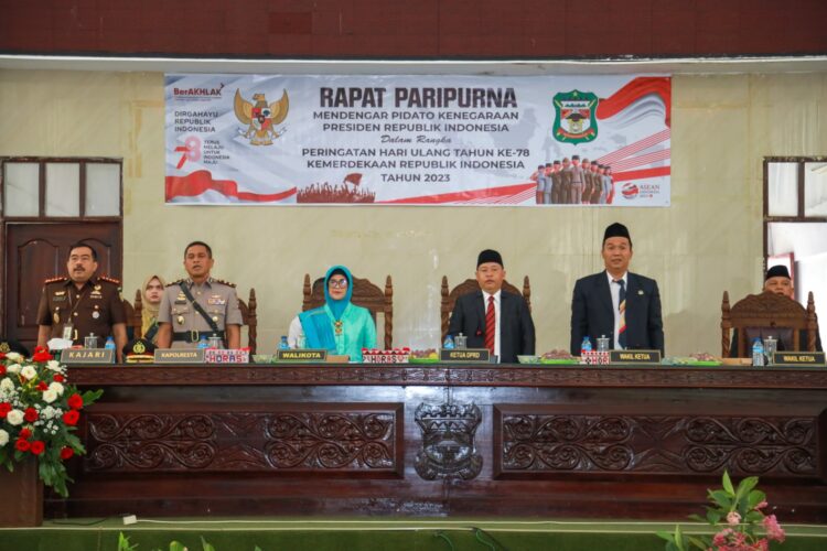 HUT ke-78 Kemerdekaan RI, Wali Kota dr Susanti Dewayani Hadiri Rapat Paripurna DPRD Mendengarkan Pidato Kenegaraan Presiden