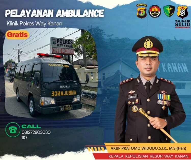 Polres Way Kanan Sediakan Pelayanan Ambulance Gratis Bagi Warga