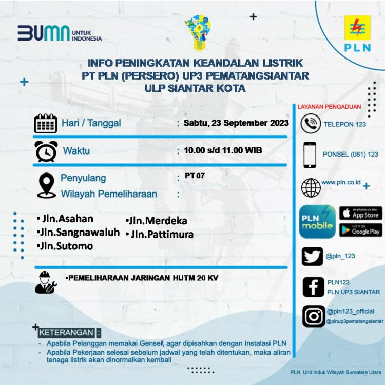 PT PLN UP3 Pematang Siantar Tingkatkan Keandalan Listrik PT PLN UP3 Pematang Siantar Tingkatkan Keandalan Listrik