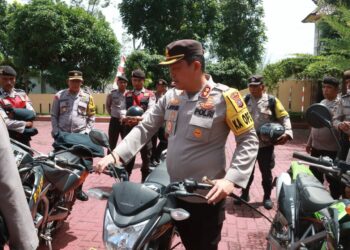 Pengamanan Pilpanag di Simalungun, Kapolres Pimpin Pengecekan Kendaraan Dinas Roda Dua