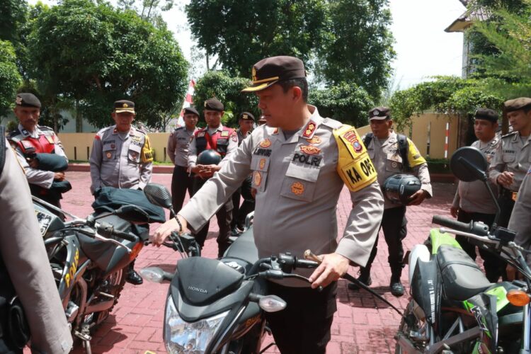 Pengamanan Pilpanag di Simalungun, Kapolres Pimpin Pengecekan Kendaraan Dinas Roda Dua
