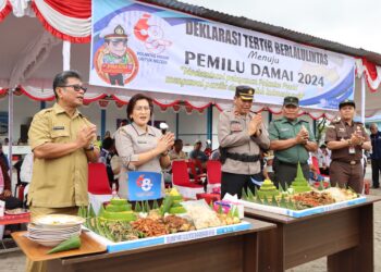 Pemilu Damai Tahun 2024, Polres Taput Gelar Deklarasi Tertib Berlalulintas dan Musnahkan 568 Knalpot Blong 