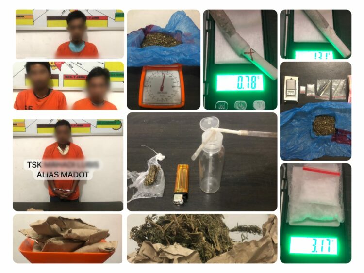 Polsek Perdagangan Ringkus 4 Pengedar dan Penyalahguna Narkoba Jenis Shabu dan Ganja