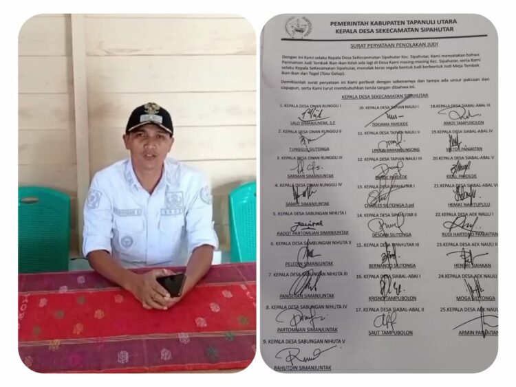 25 Kades se-Kecamatan Sipahutar Sepakat Tutup Judi Dan Apresiasi Penindakan Polres Taput 