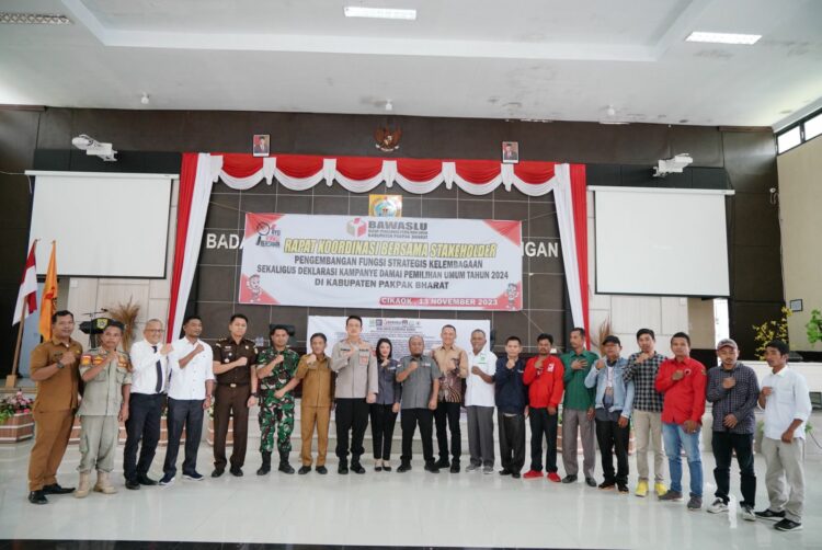 Bawaslu dan Stakeholder Deklarasi Kampanye Damai Pemilihan Umum Tahun 2024 di Kabupaten Pakpak Bharat