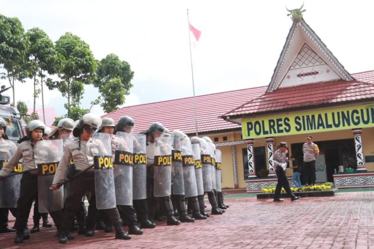 Pelatihan rutin Pengendalian Massa (Dalmas) Polres Simalungun