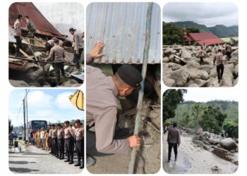 Polres Taput Kirim Personil Dan Alat Berat Bantu Pencarian Korban Banjir Bandang di Humbahas