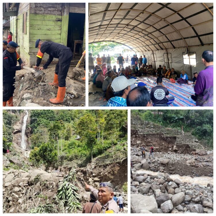 Polres Simalungun dan Tim Gabungan Bersihkan Dampak Banjir Bandang di Haranggaol