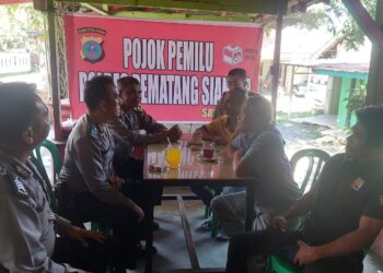 Pojok Pemilu, Sat Binmas Polres Pematang Siantar Himbau Warga Tetap Jaga Kamtibmas 