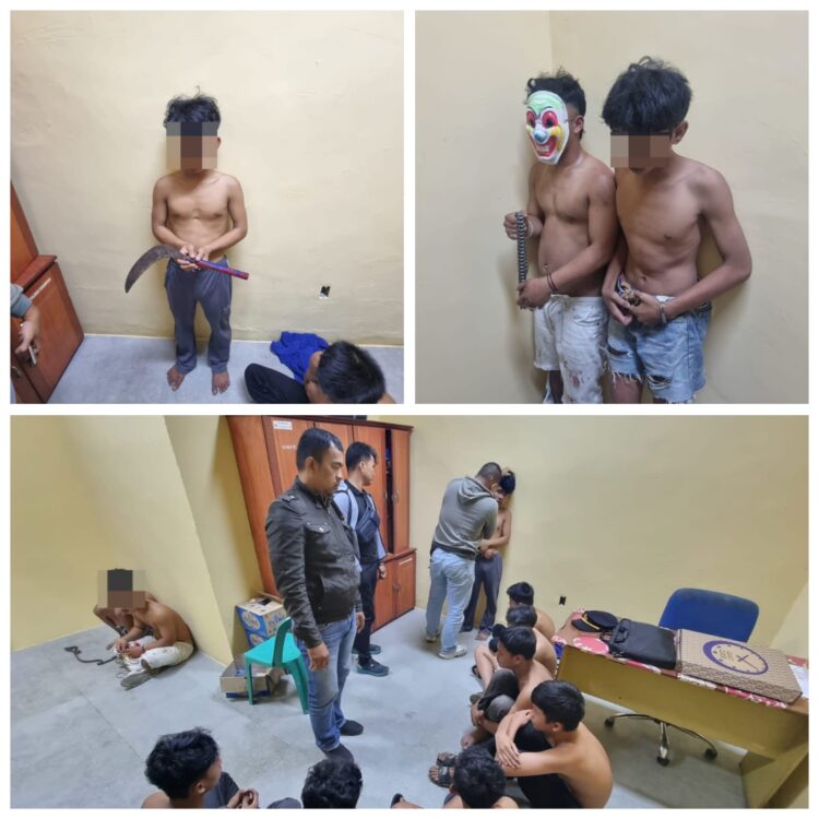 Datangi Lokasi Tongkrongan Pemuda, Polres Pematangsiantar Amankan 10 Pemuda Dan 1 Golok