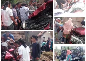 Tabrakan Beruntun, Truk Tronton Seruduk Mobil dan Sepeda Motor di Simalungun