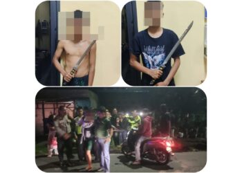 Polres Pematangsiantar Amankan Dua Pemuda Bawa Klewang di Jalan Pdt Justin Sihombing