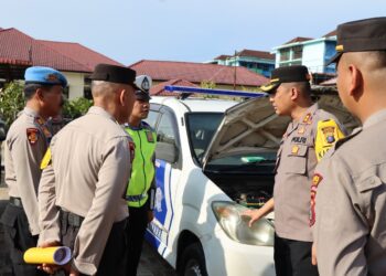 Polres Tapteng Cek Kesiapan Kendaraan Dinas Pengamanan TPS Pemilu 2024