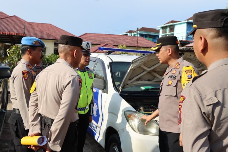 Polres Tapteng Cek Kesiapan Kendaraan Dinas Pengamanan TPS Pemilu 2024