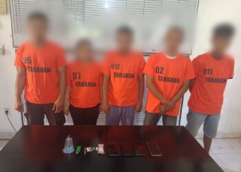 Gagalkan Pesta Sabu, Polsek Perdagangan Ringkus 4 Pria dan 1 Wanita dari Kebun Sawit 