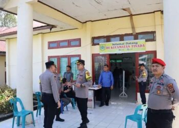 Kapolres Pakpak Bharat Pastikan  Kantor PPK yang Melakukan Perhitungan Surat Suara Berjalan Aman