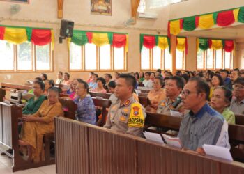 Kegiatan Minggu Kasih di HKBP Sibolga Sambas, Kapolres Himbau Jemaat Tertib Berlalu Lintas
