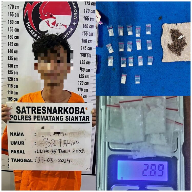 Polres Pematangsiantar Tangkap Pemilik 17 Paket Sabu dan 1 Bungkus Ganja di Jalan Rakuta Sembiring