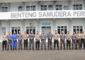 Danlanal Sibolga Terima Kunjungan Kapolres Sibolga Dan Jajarannya Di Mako Lanal Sibolga