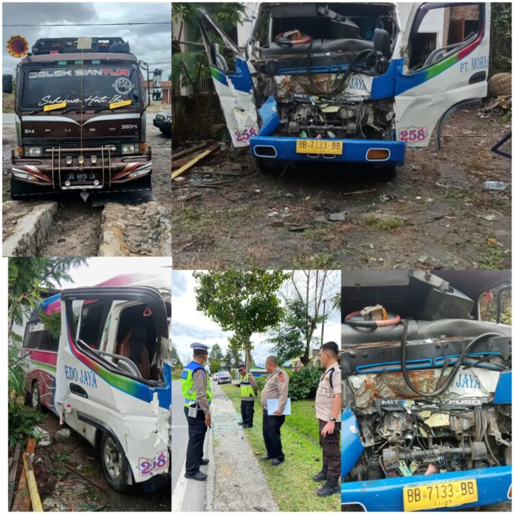Bus Mopen Tabrak Truck Parkir di Kecamatan Siborongborong, 14 Orang Luka-Luka