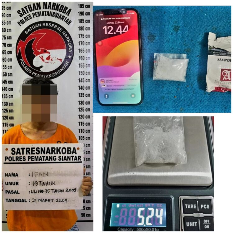 Miliki Shabu 5,24 Gram, Pemuda 19 Tahun Diringkus Polres Pematangsiantar dari Jalan Sipahutar
