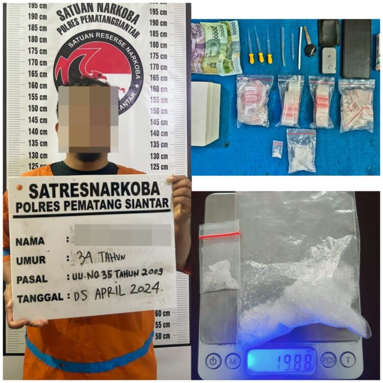 Polres Pematangsiantar Ringkus Warga Jalan Sriwijaya Pemilik Sabu 19,88 Gram